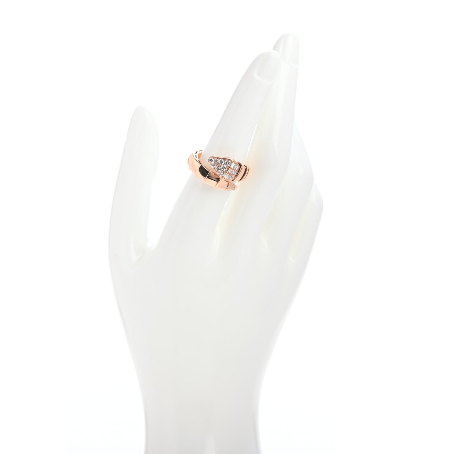 18K Rose Gold Diamond Serpenti Viper Ring L