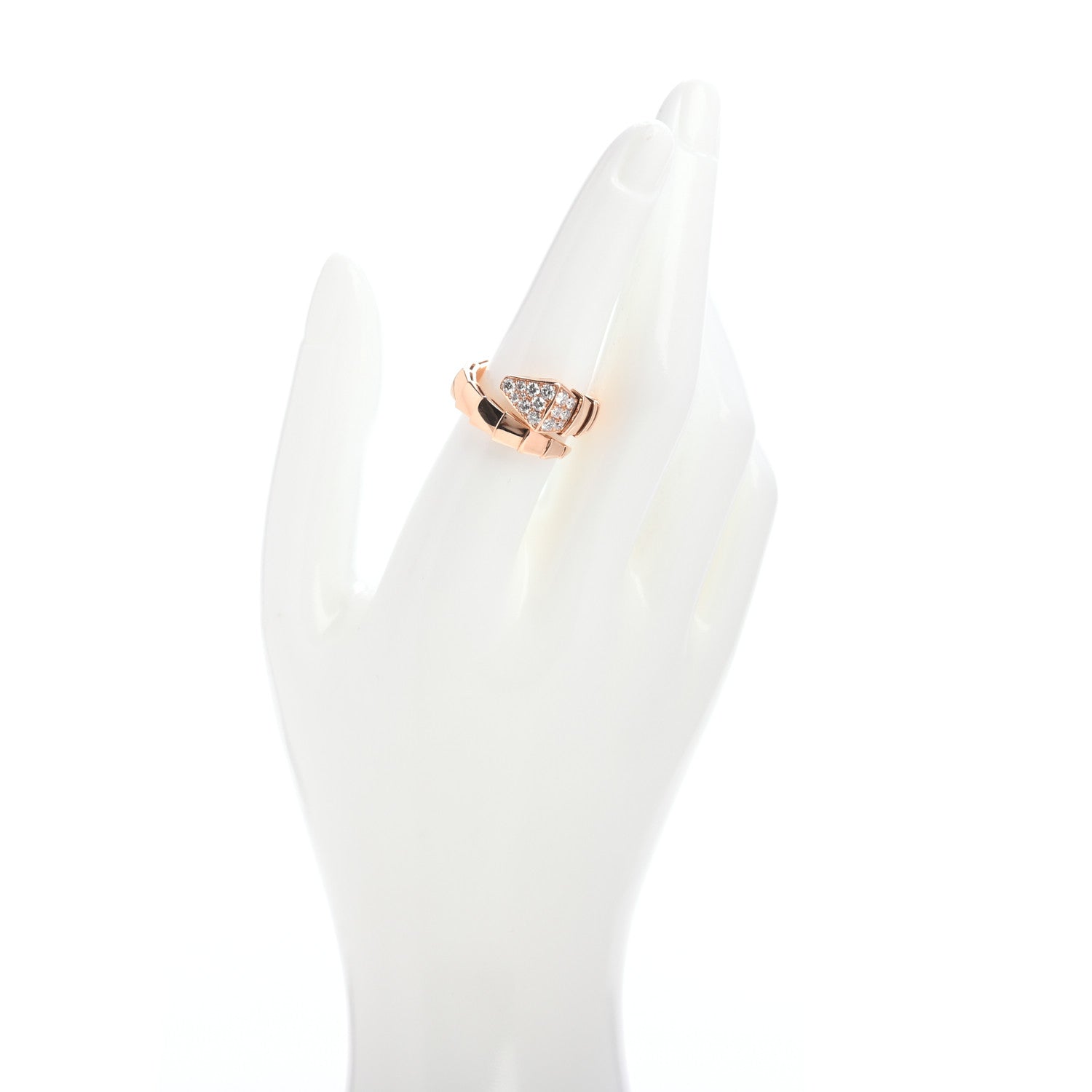 Bulgari 18K Rose Gold Diamond Serpenti Viper Ring L 2 of 5