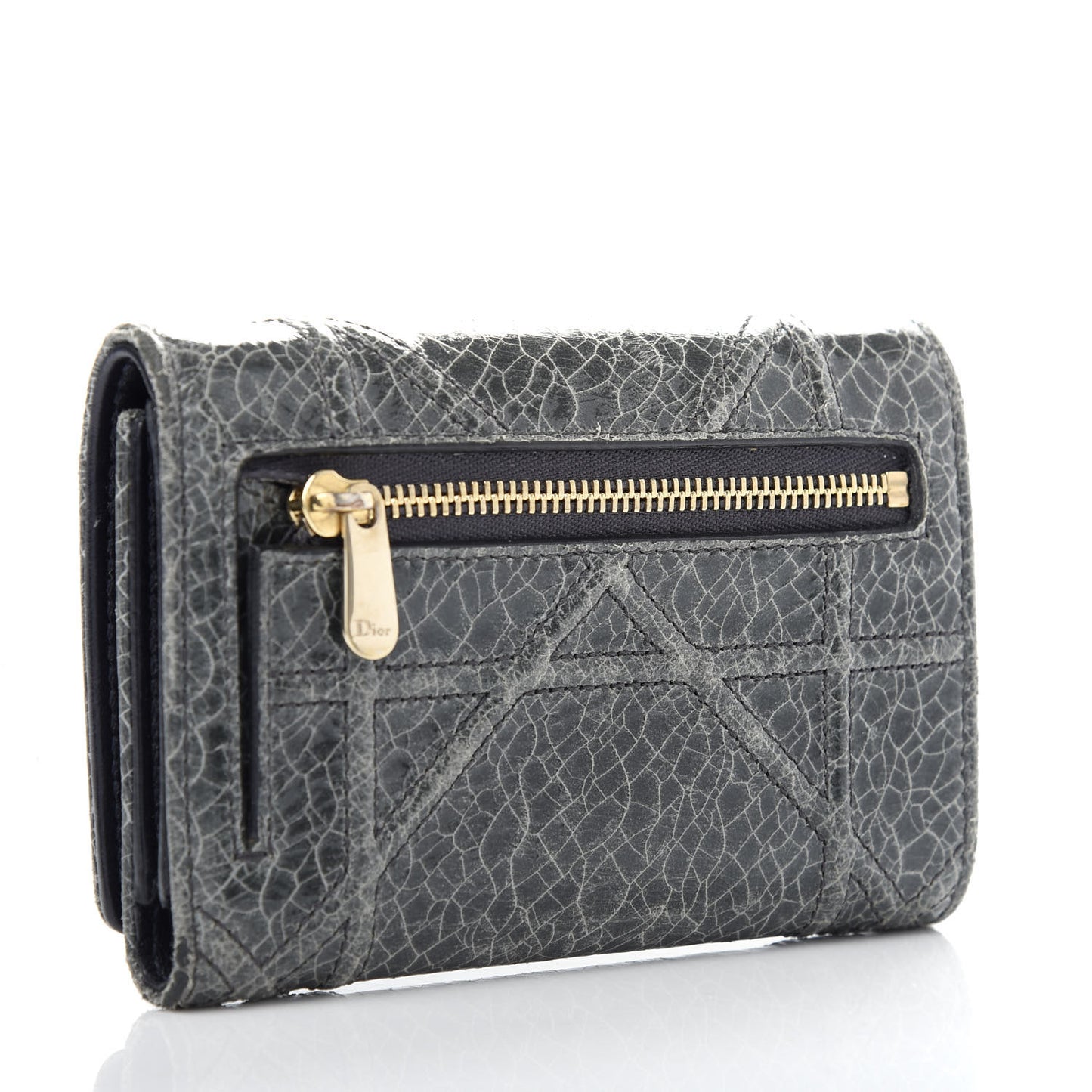 Ceramic Effect Deerskin Cannage Diorama Elancee Wallet Dark Grey