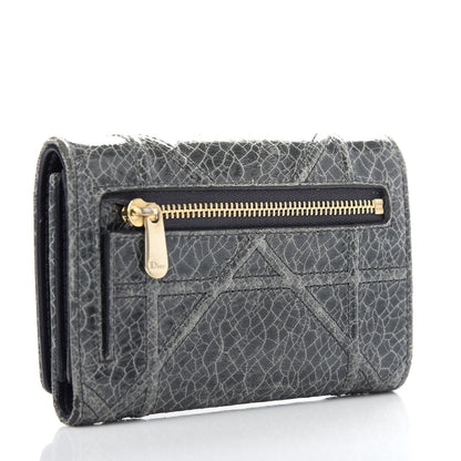Christian Dior Ceramic Effect Deerskin Cannage Diorama Elancee Wallet Dark Grey 3 of 7