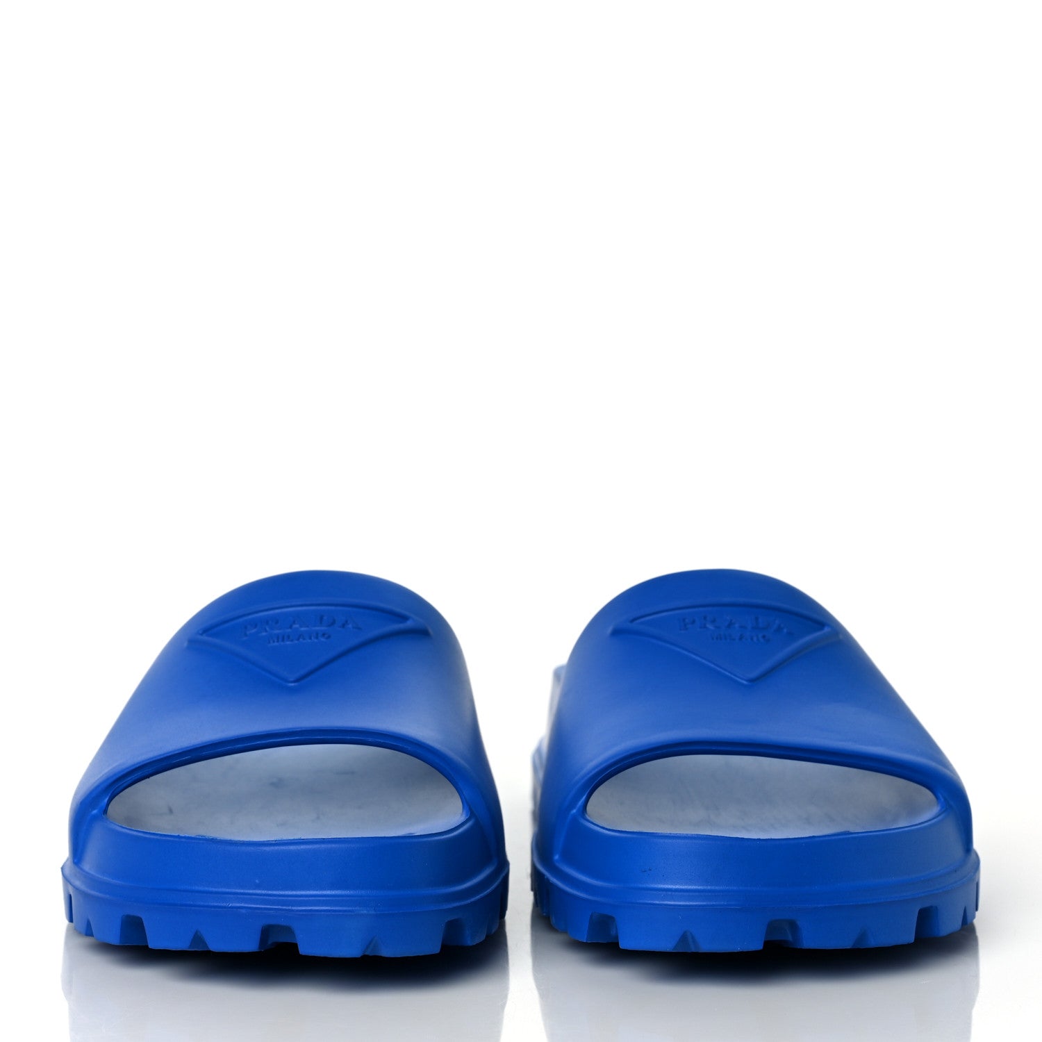 Prada EVA Rubber Triangle Logo Embossed Womens Lug Sole 20mm Slide Sandals 39 Azzurro 2 of 8
