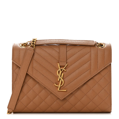 Saint Laurent Grain De Poudre Textured Mixed Matelasse Triquilt Medium Monogram Satchel Dune 1 of 13