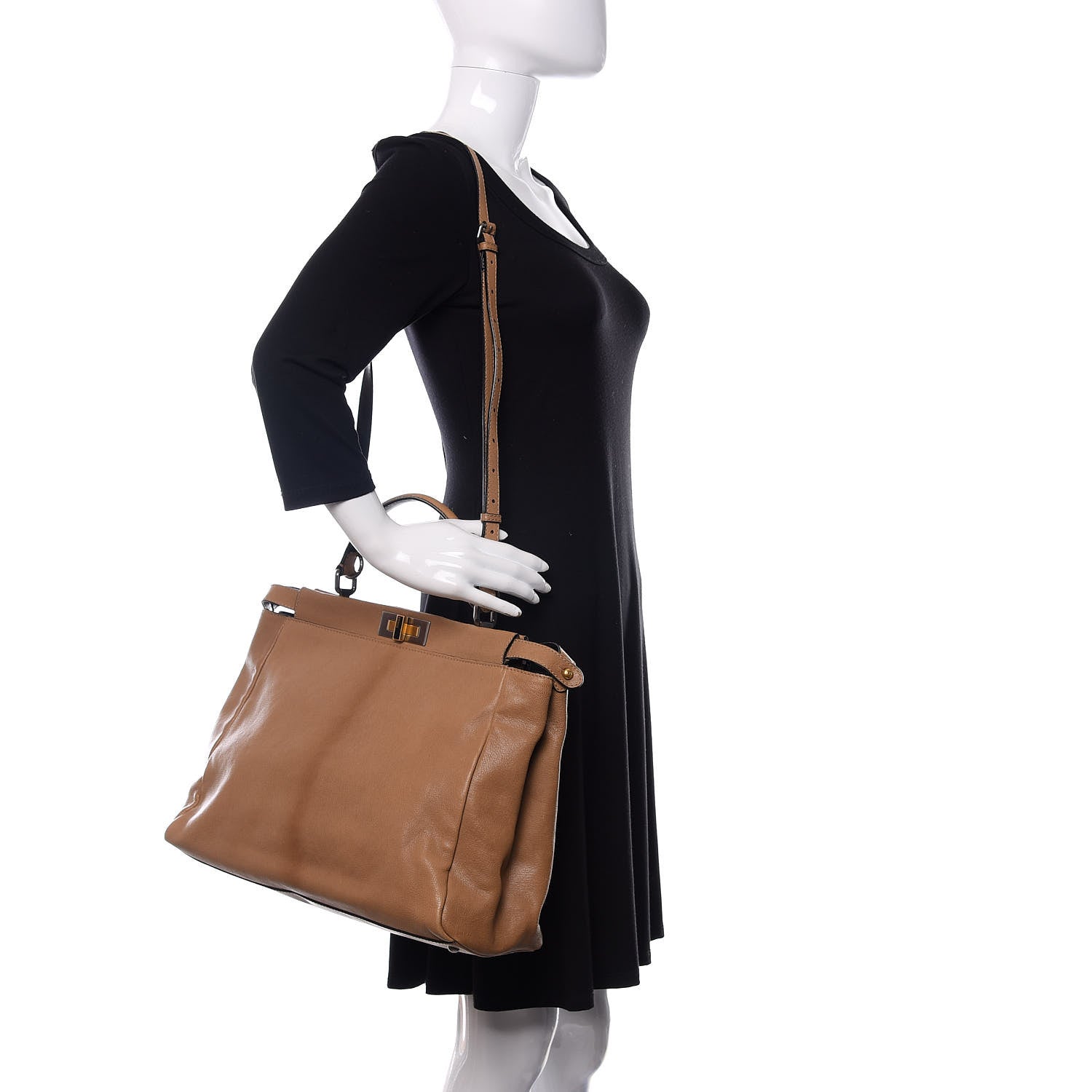 Fendi Goatskin Zucca Large Peekaboo Iconic Satchel Brown 2 of 11