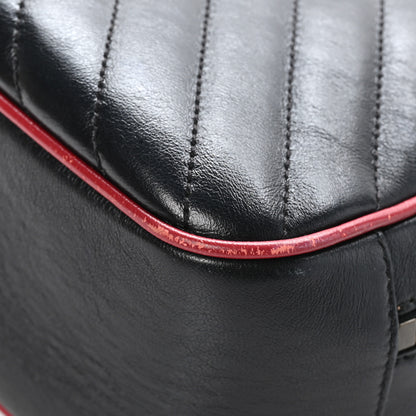 Gucci Vintage Effect Calfskin Matelasse Diagonal Small Torchon GG Marmont Bamboo Top Handle Shoulder Bag Black Romantic Cherry 10 of 13