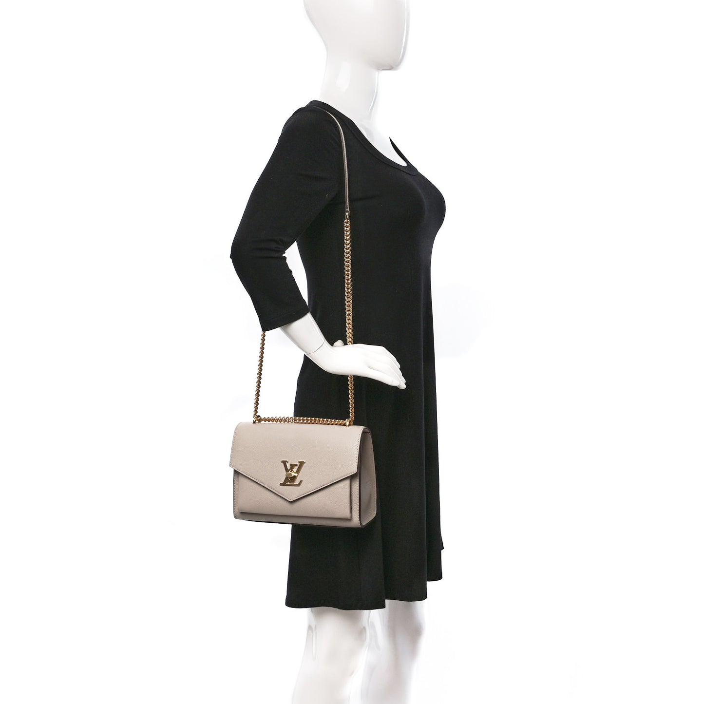 Soft Calfskin Mylockme Chain Bag BB Greige