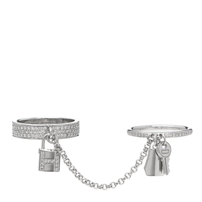 Hermes 18K White Gold Diamond Kelly Clochette Double Ring 52 6 1 of 7