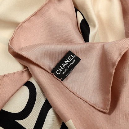 Chanel Silk CC 31 Rue Cambon Logo Scarf White Black 3 of 3