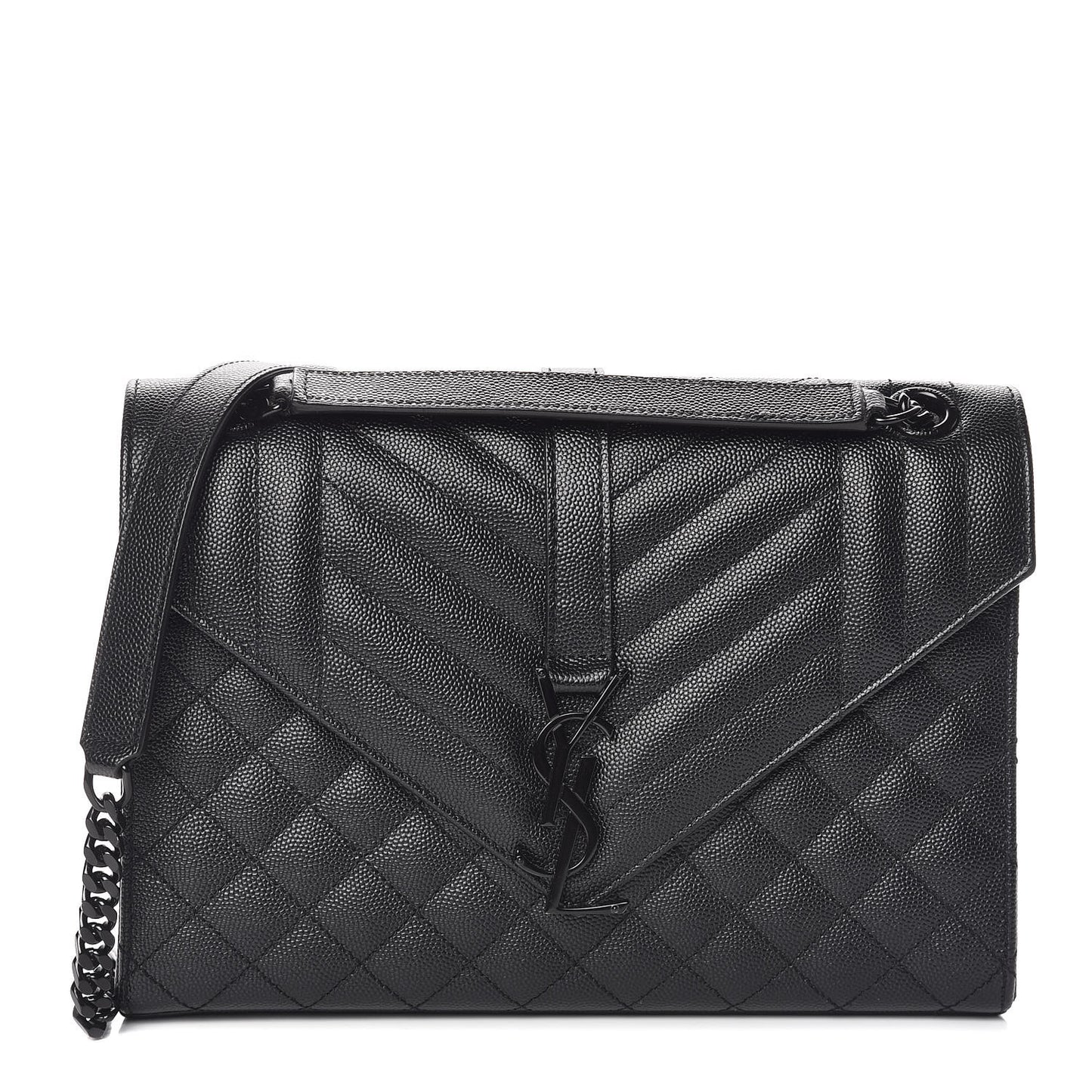 Grain De Poudre Textured Mixed Matelasse Triquilt Medium Monogram Satchel Black