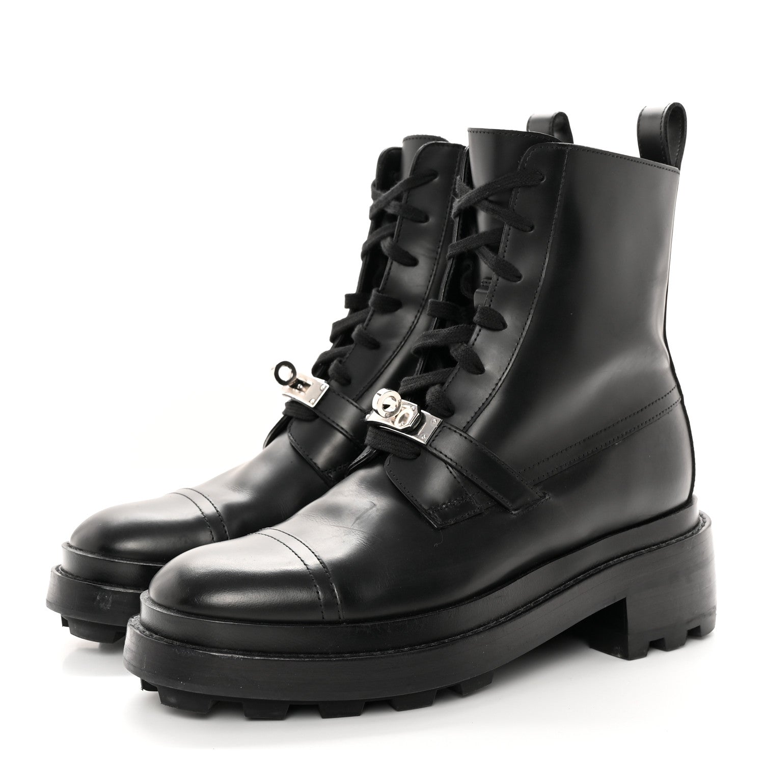 Hermes Glossed Calfskin Funk Ankle Boots 36 Black 3 of 15