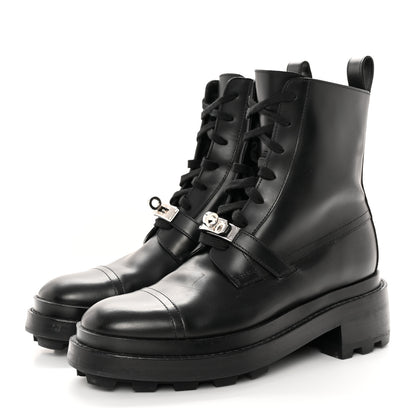 Hermes Glossed Calfskin Funk Ankle Boots 36 Black 3 of 15