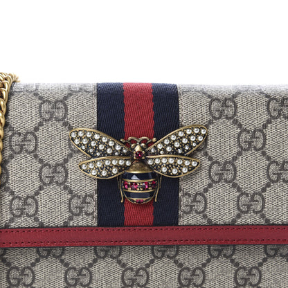 Gucci GG Supreme Monogram Web Queen Margaret Chain Wallet Red 9 of 10