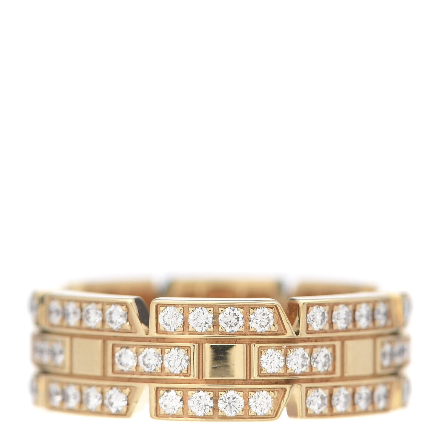 18K Yellow Gold Diamond 6mm Tank Francaise Ring 50 5.25