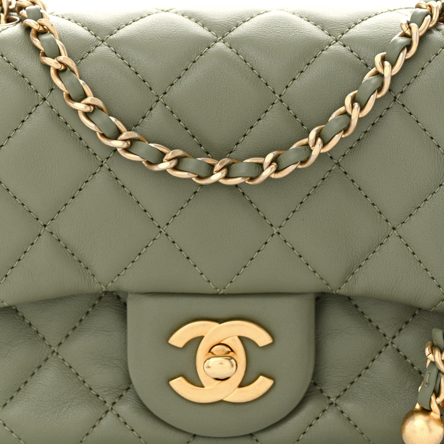 Chanel Lambskin Quilted Mini Pearl Crush Flap Green 8 of 10