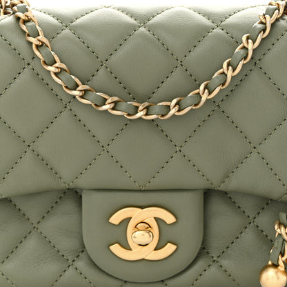 Chanel Lambskin Quilted Mini Pearl Crush Flap Green 8 of 10