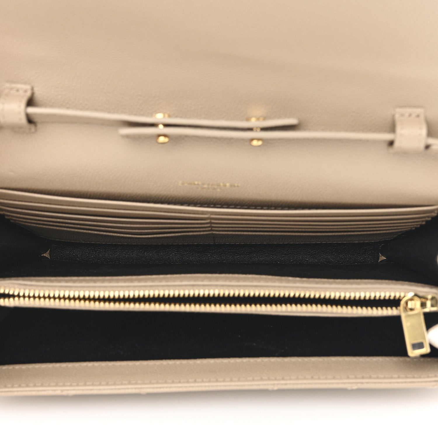 Saint Laurent Grain De Poudre Matelasse Chevron Monogram Chain Wallet Nude Powder 5 of 12