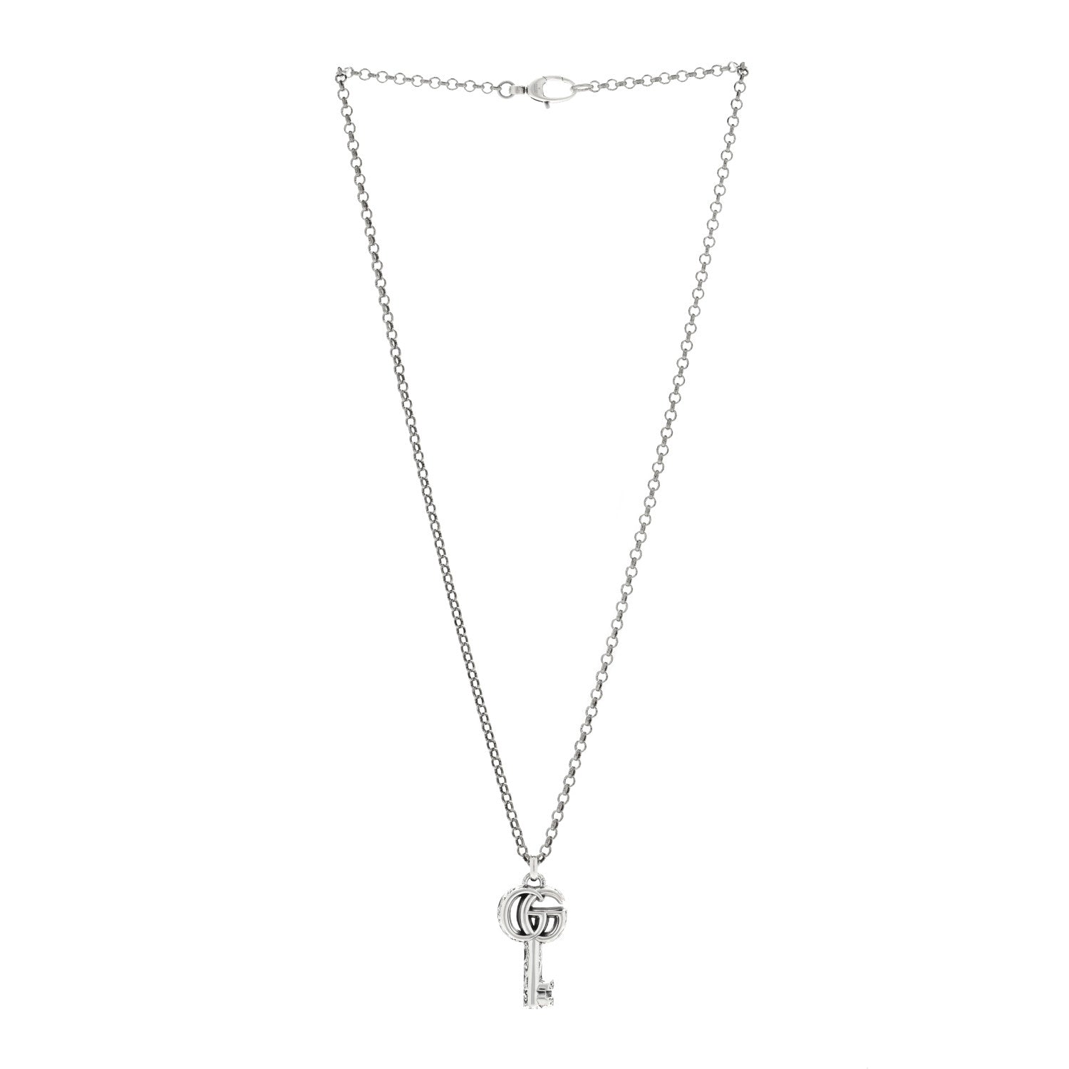 Gucci Sterling Silver Double G Key Pendant Necklace 2 of 4