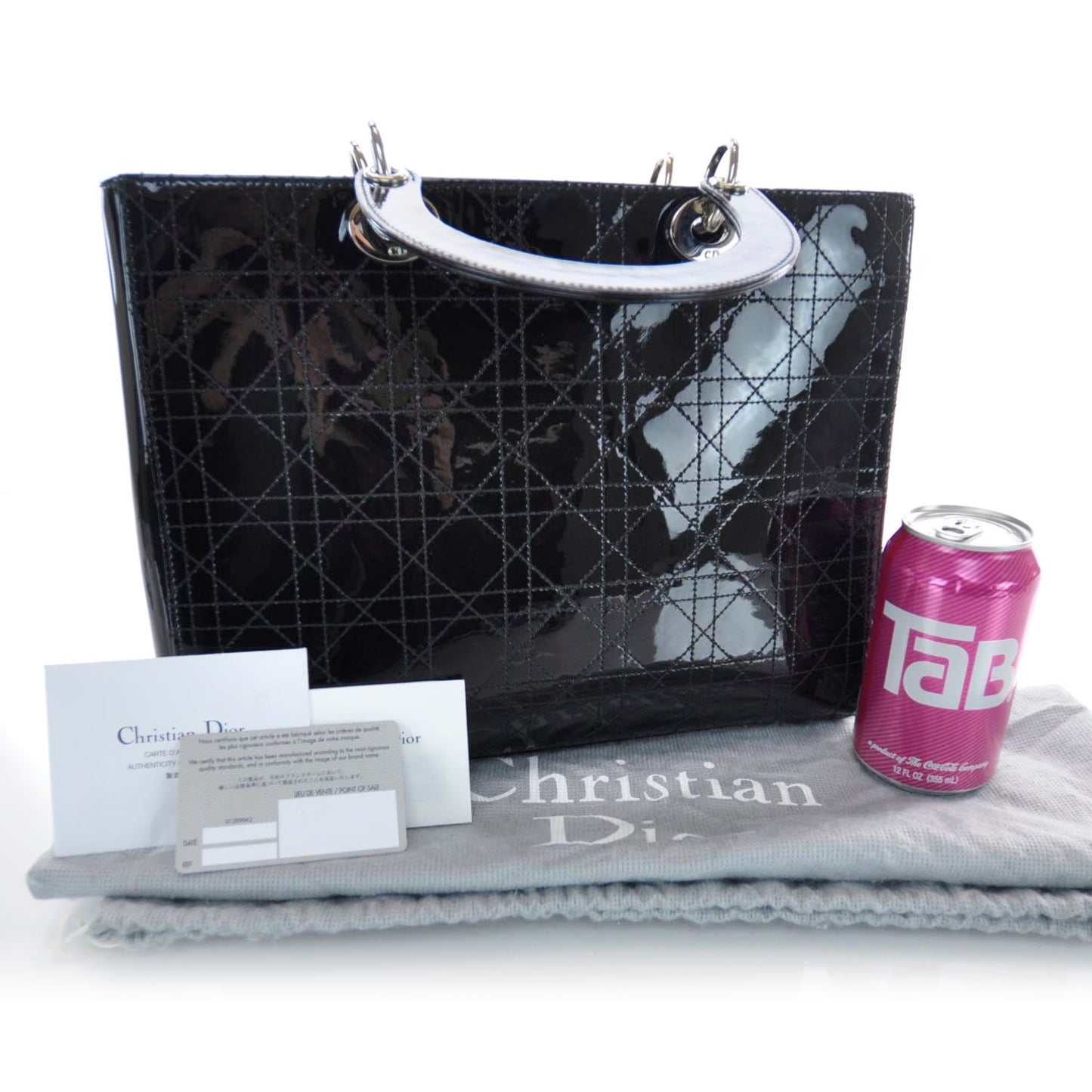 Patent Cannage Large Lady Dior Black