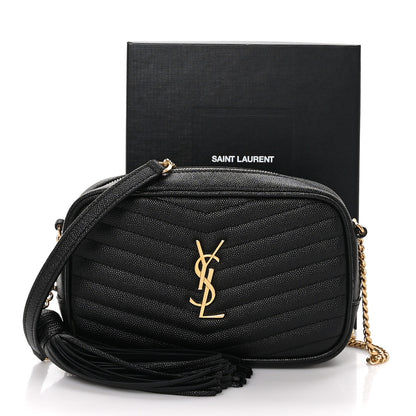 Saint Laurent Grain De Poudre Matelasse Monogram Mini Lou Camera Bag Black 10 of 10