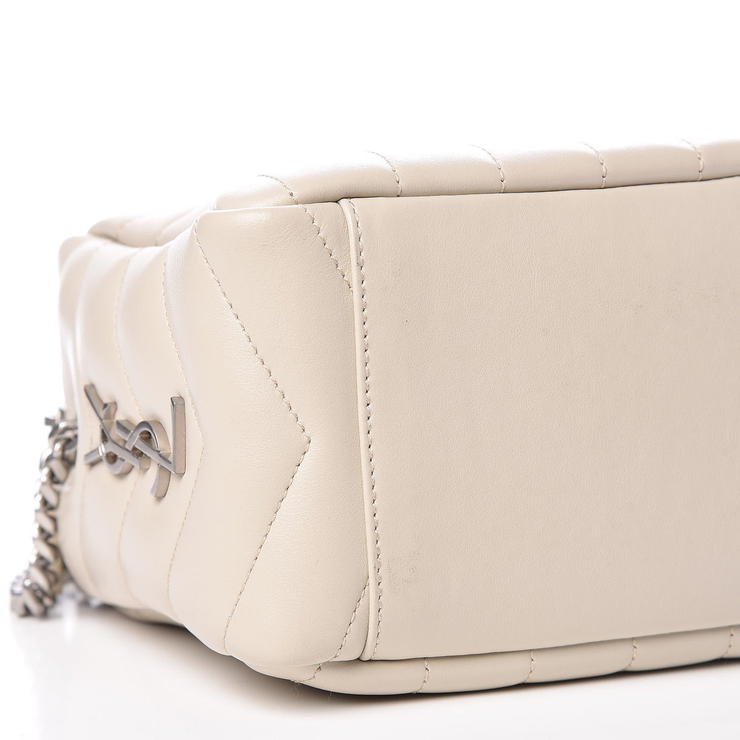 Calfskin Y Quilted Monogram Small Loulou Bowling Bag Ivory