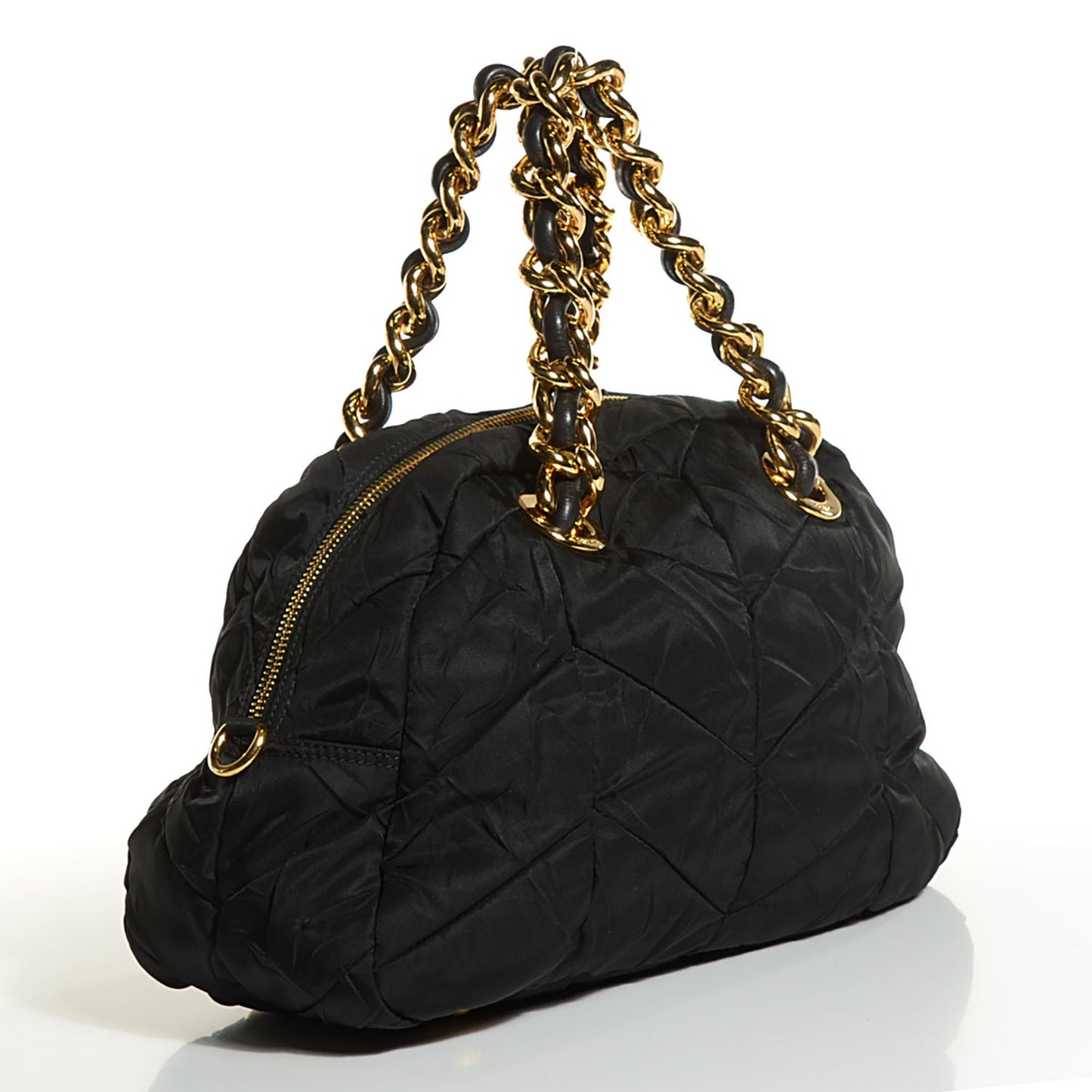 Tessuto Nylon Chevron Catena Bag Nero Black
