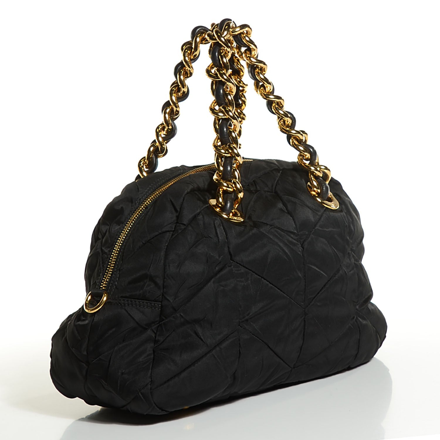 Prada Tessuto Nylon Chevron Catena Bag Nero Black 3 of 10