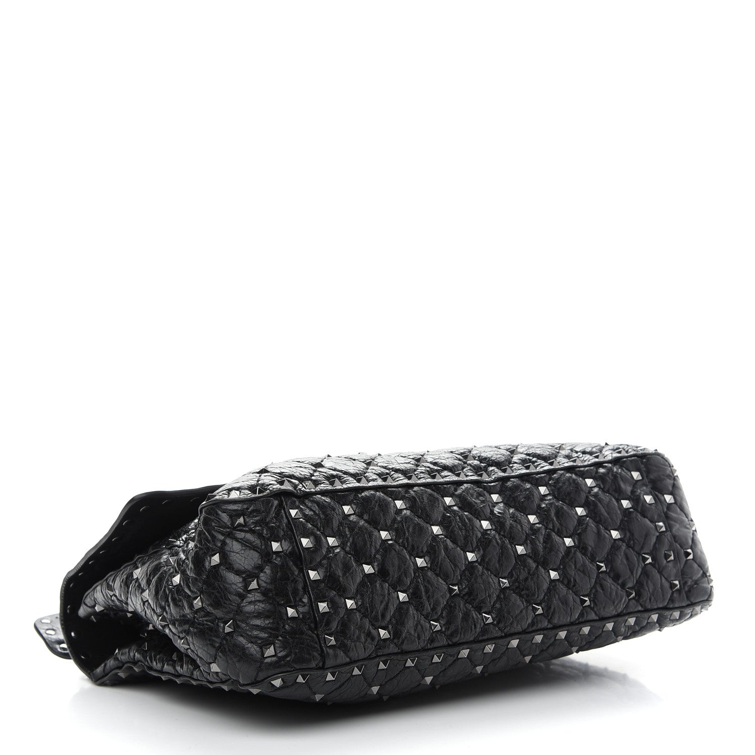 Valentino Garavani Craquele Nappa Large Rockstud Spike Shoulder Bag Black 4 of 8
