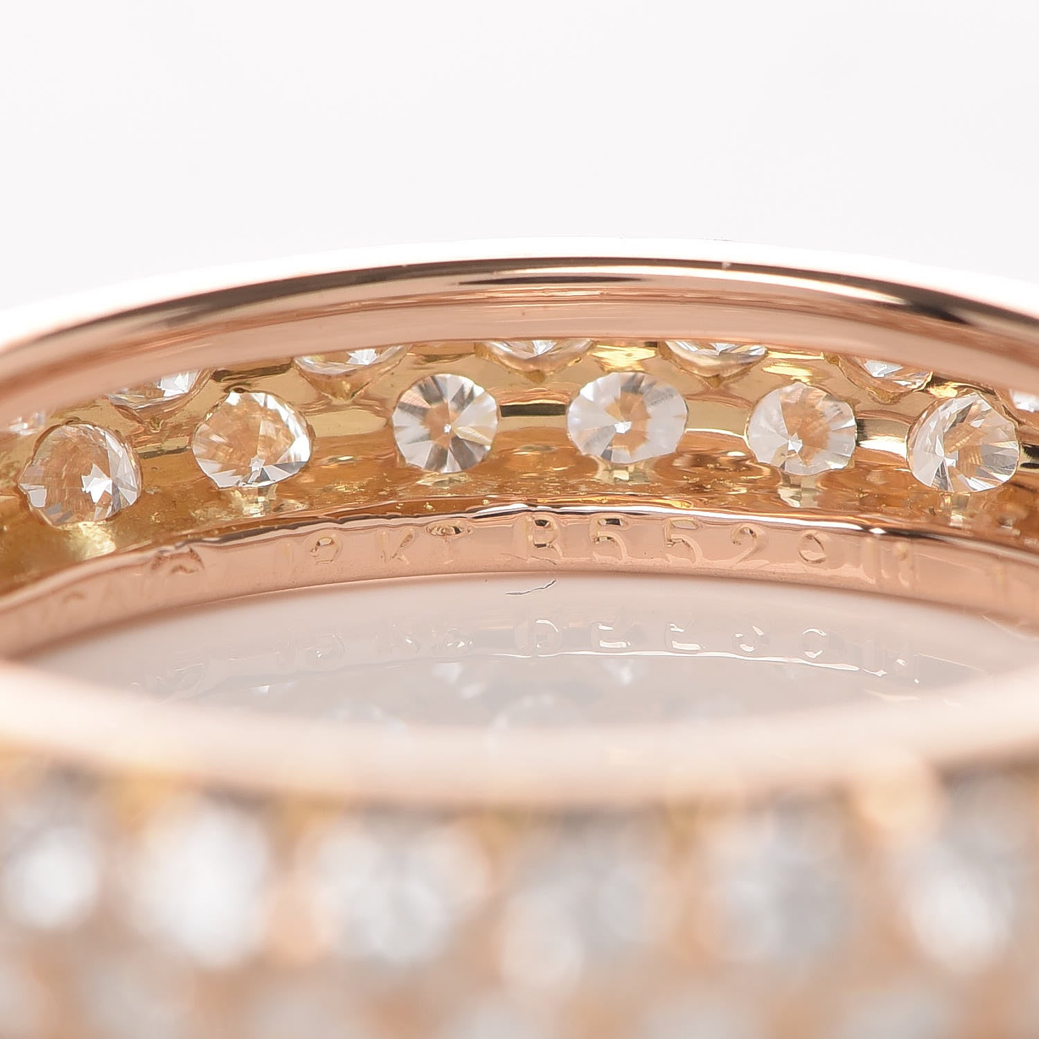 Van Cleef & Arpels 18K Rose Gold Diamond Eternity Band Pave Ring 50 5.25 4 of 4