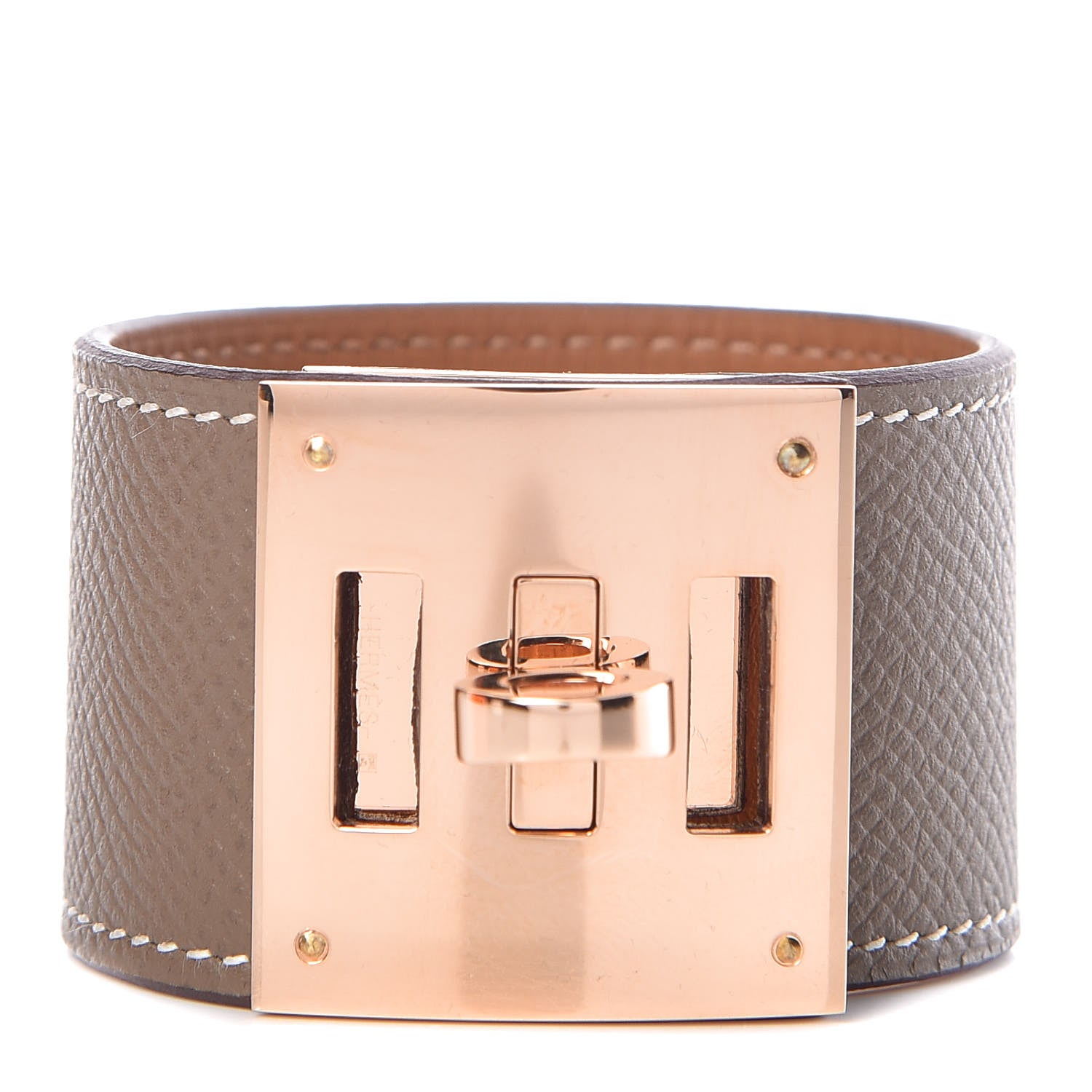 Hermes Epsom Kelly Dog Bracelet T2 Etoupe 1 of 6