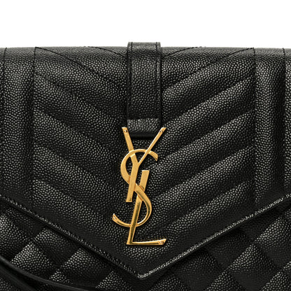 Saint Laurent Grain De Poudre Textured Mixed Matelasse Triquilt Monogram Clutch Black 8 of 9