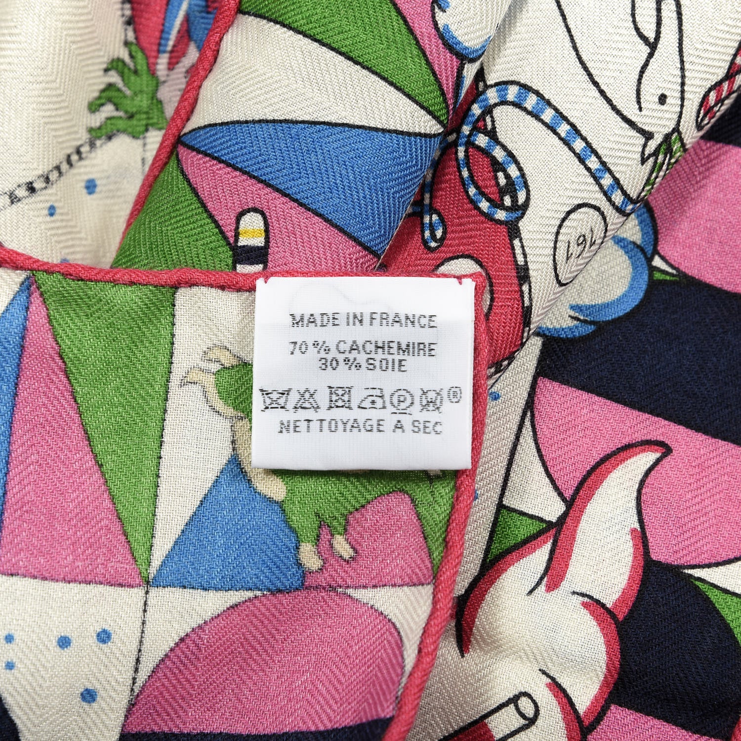 Hermes Cashmere Silk L'Epopee D'Shawl 140 White Rose Vif Bleu Royal 3 of 3