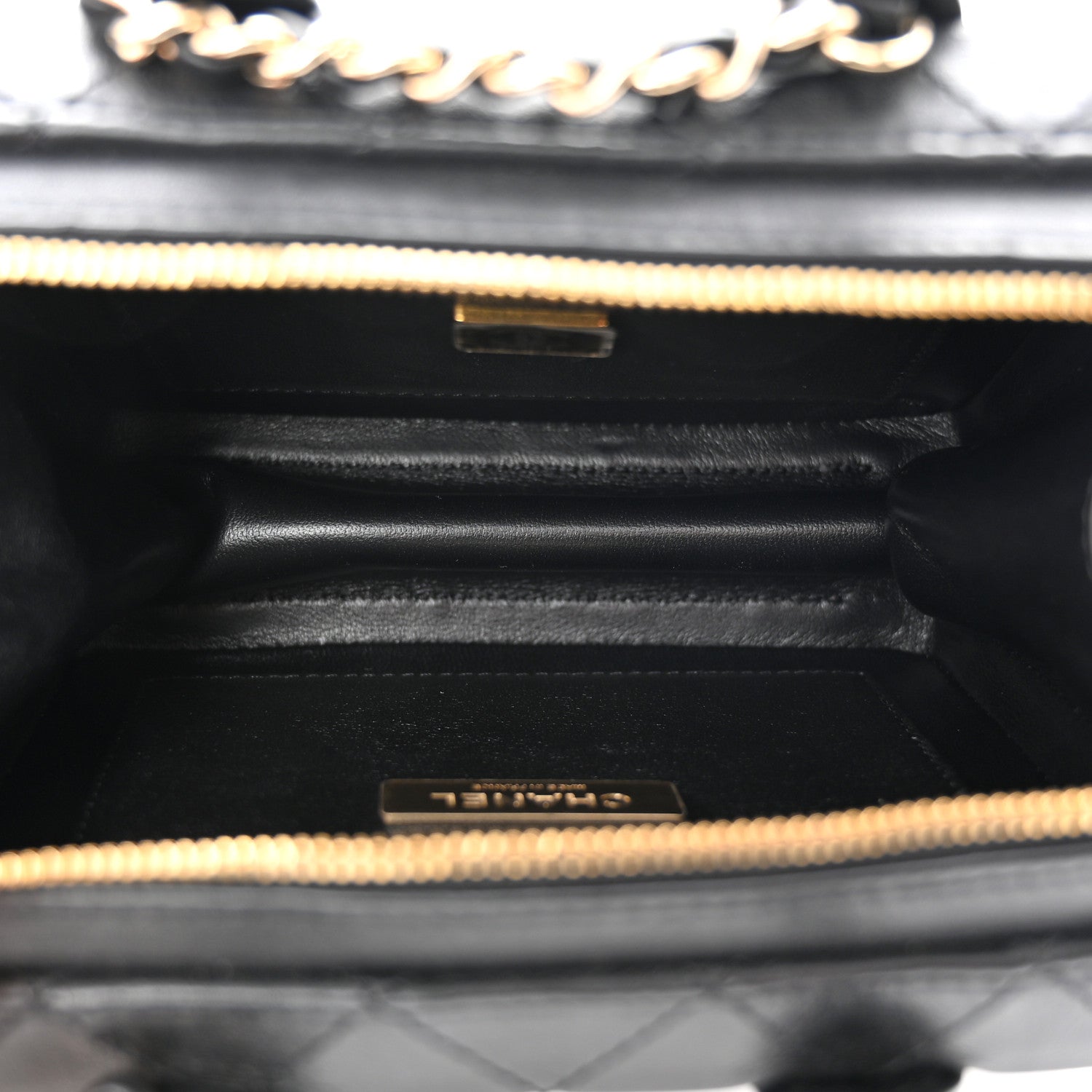 Chanel Calfskin Quilted Small Studded Square Vanity Case Black 5 of 10