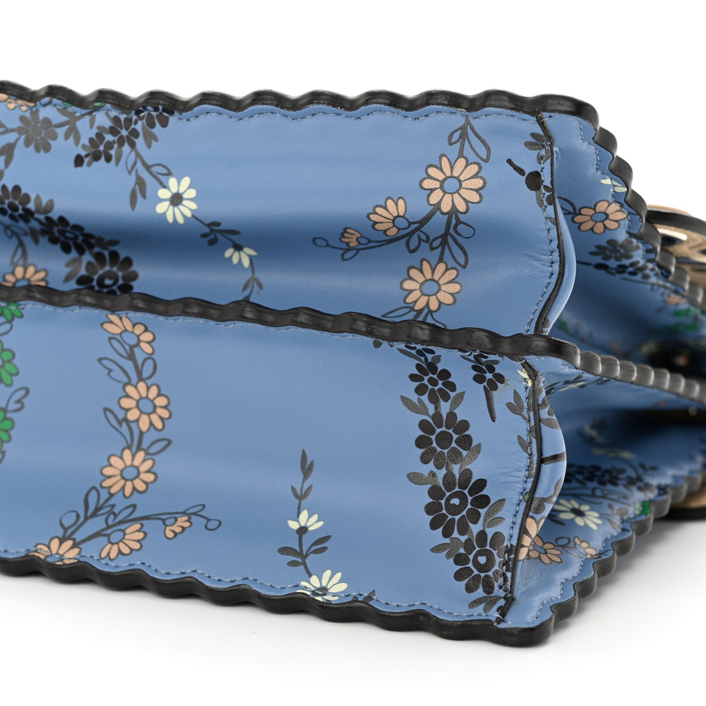 Vitello Liberty Japanese Blossom Scalloped Studded Grommet Kan I Shoulder Bag Nebula Multicolor