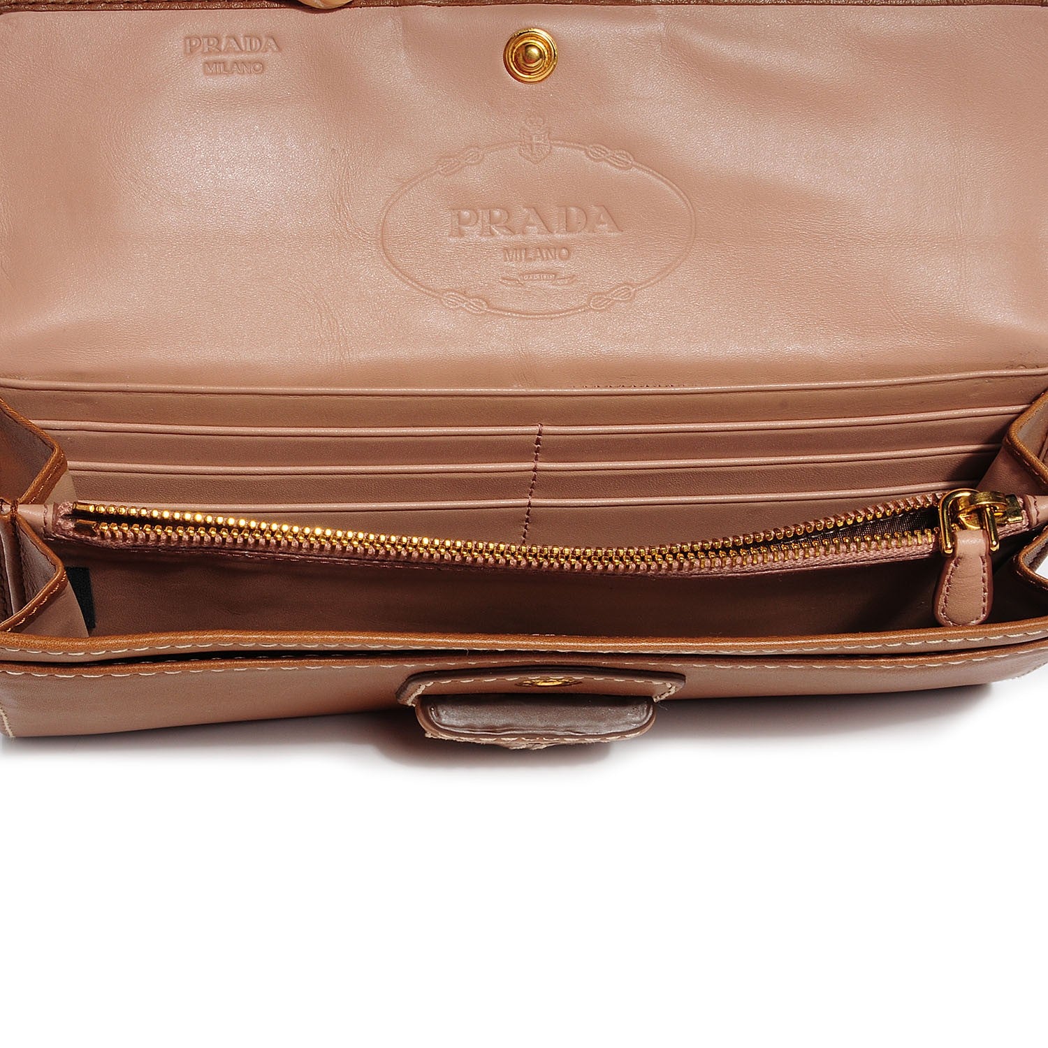 Prada City Calf Long Wallet Caramel 8 of 9