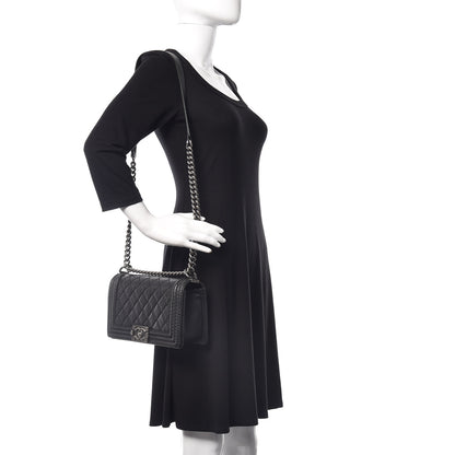 Chanel Calfskin Double Stitch Medium Boy Flap Black 2 of 9