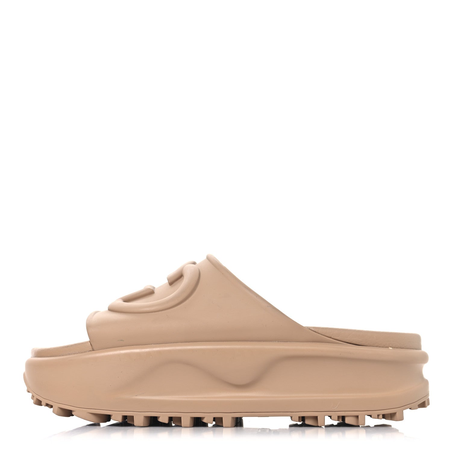 Gucci Soft Rubber Womens Interlocking G Platform 42mm Slide Sandals 38 Vintage Camel 1 of 9