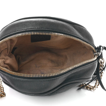 Gucci Azalea Calfskin Matelasse Heart Mini GG Marmont Round Shoulder Bag Black 6 of 13