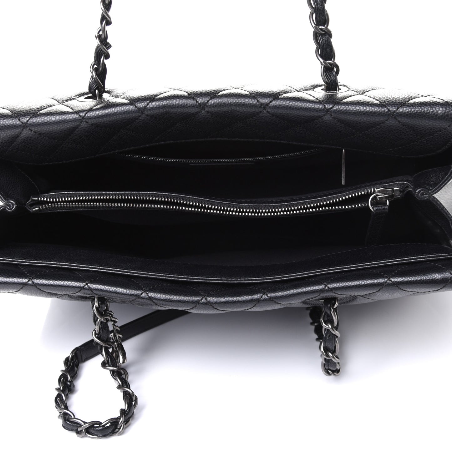 Caviar Quilted City Shopping Tote Black