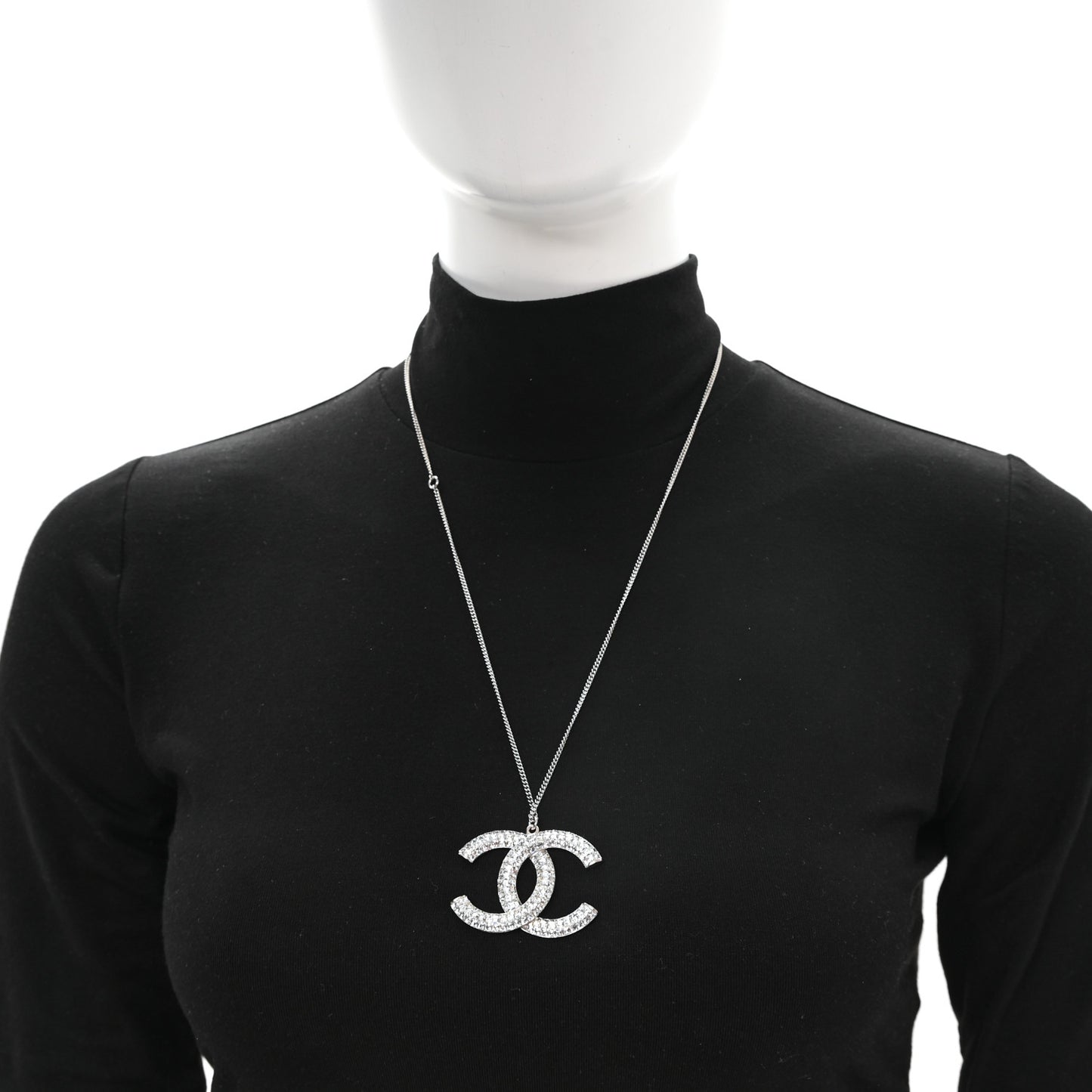 Baguette Crystal CC Necklace Silver