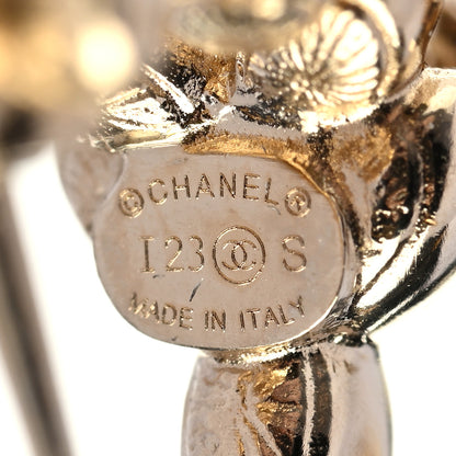 Chanel Crystal Sparkling Wheat CC Long Drop Earrings Gold 4 of 5