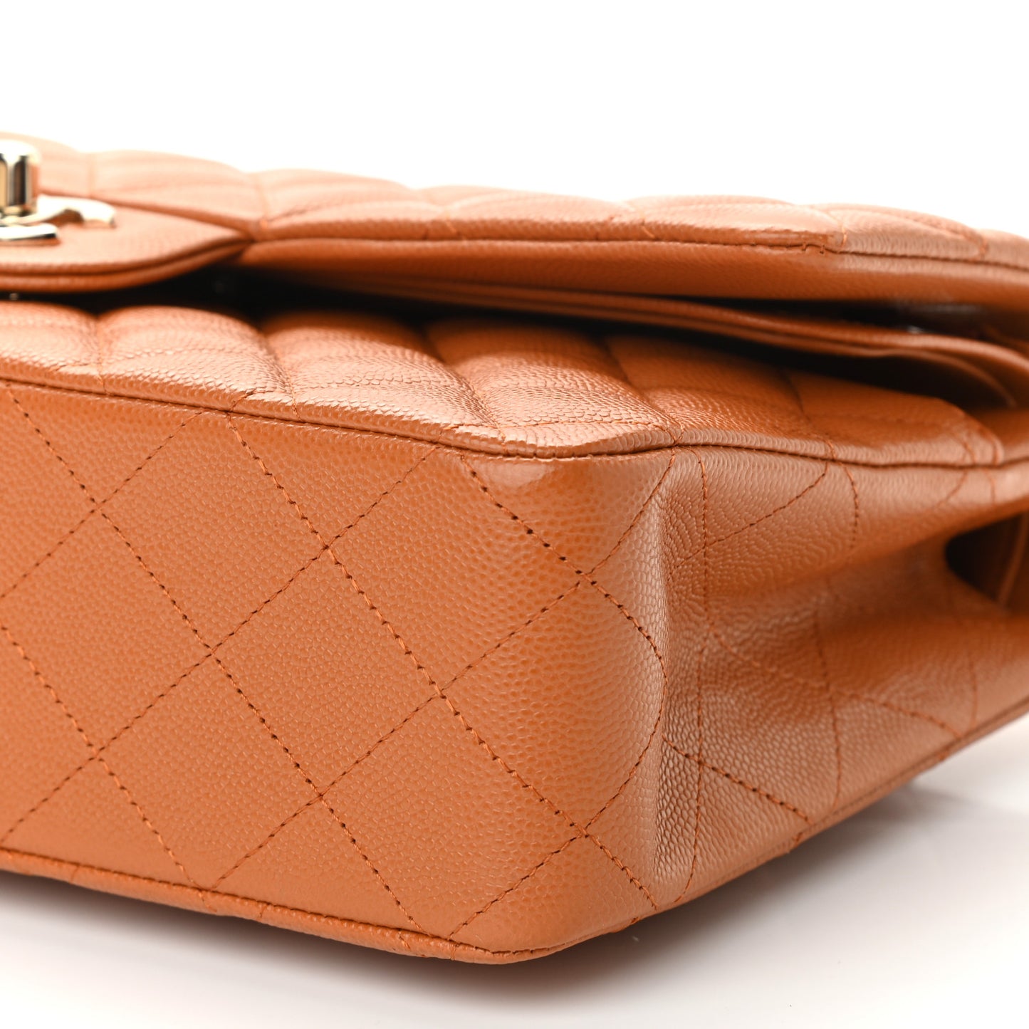 Caviar Quilted Medium Double Flap Light Brown