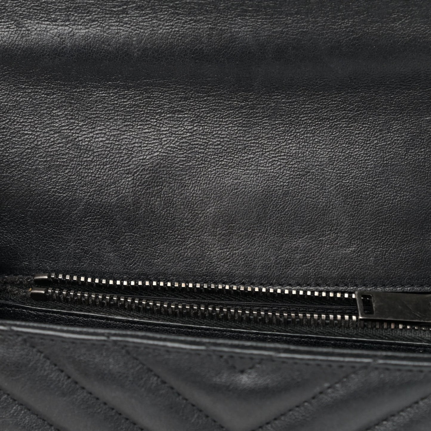 Sheepskin Matelasse Chevron Monogram Medium College Bag Black