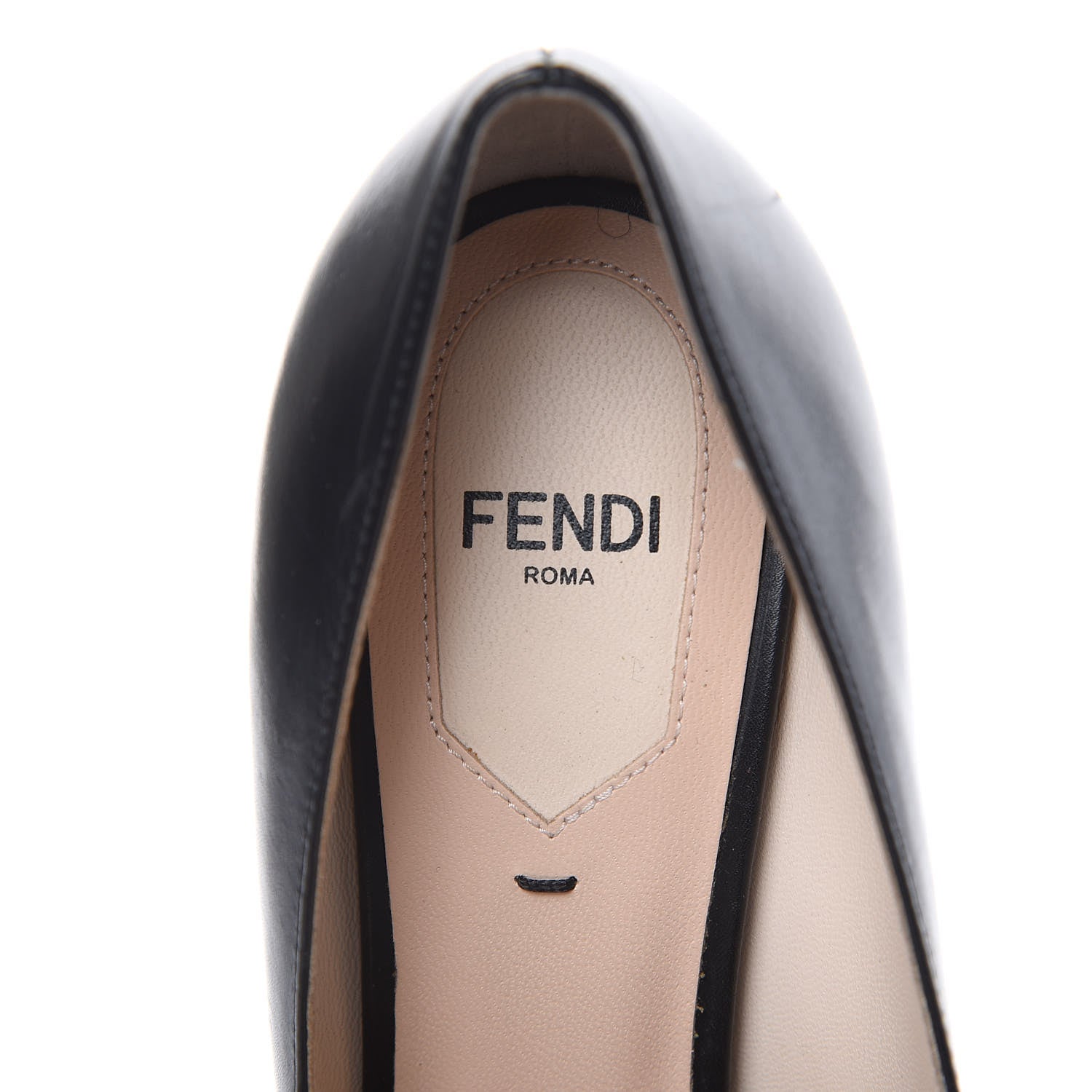 Fendi Calfskin Curved Heel Pumps 36 Black Beige 5 of 8