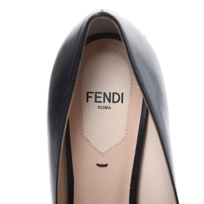 Fendi Calfskin Curved Heel Pumps 36 Black Beige 5 of 8