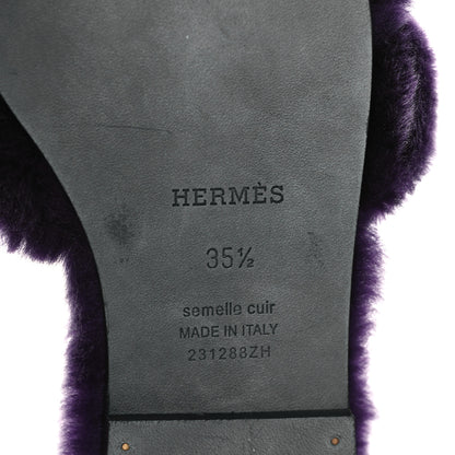 Hermes Woolskin Oran Sandals 35.5 Violet Fonce 6 of 8