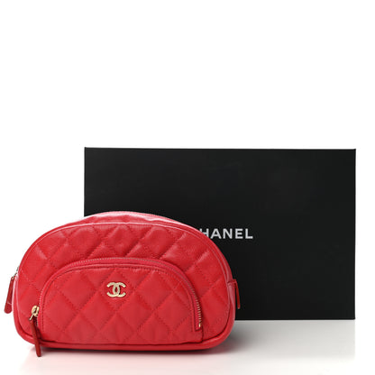 Chanel Caviar Quilted Round Cosmetic Case Red 11 of 11
