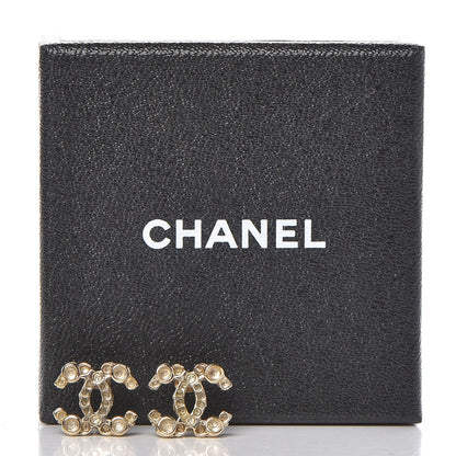 Chanel Crystal Poured Glass CC Earrings Gold 5 of 5