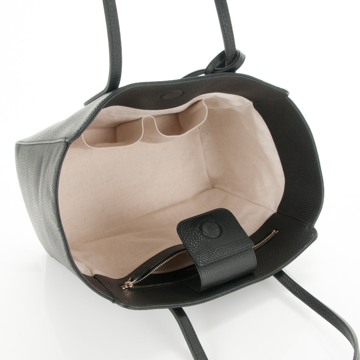 Pebbled Calfskin Small Swing Tote Black