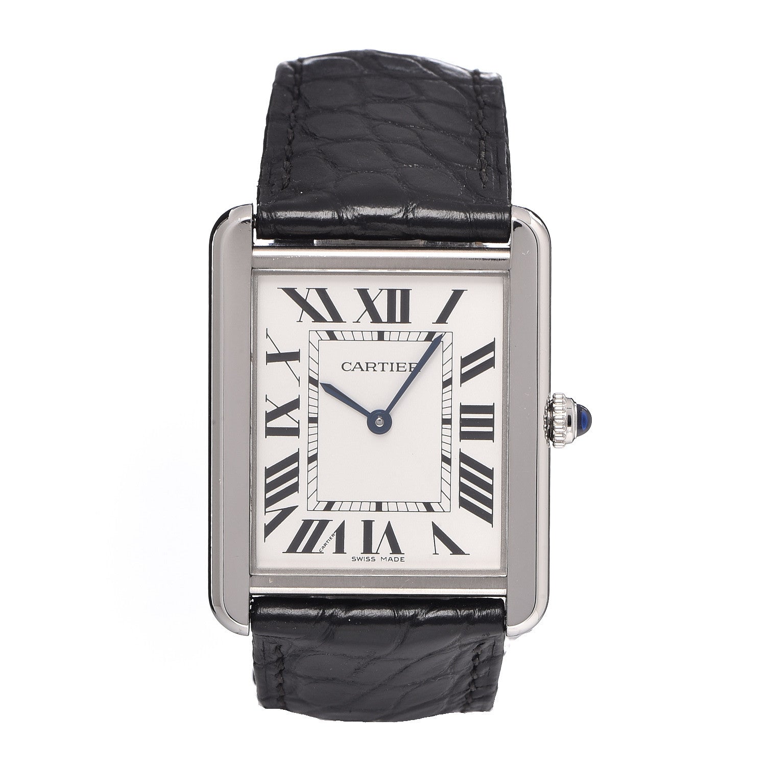 Cartier Stainless Steel Alligator 27mm Tank Solo Quartz Watch 1 of 8