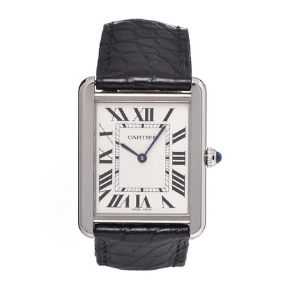 Cartier Stainless Steel Alligator 27mm Tank Solo Quartz Watch 1 of 8