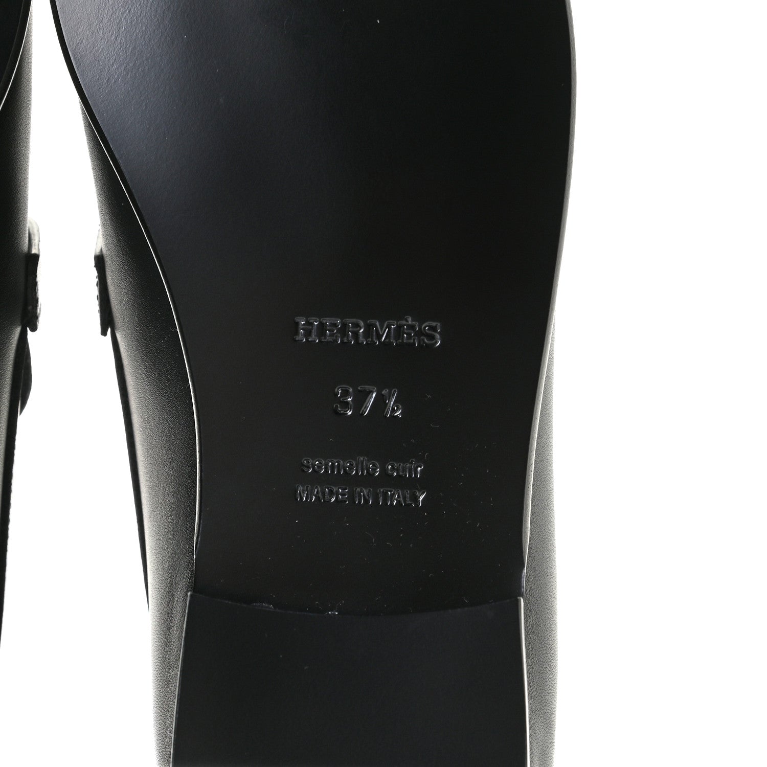 Hermes Calfskin Womens Destin Loafer 37.5 Black 10 of 11